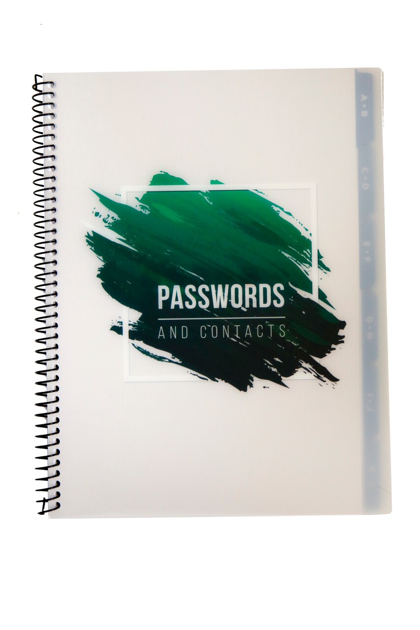 RE-FOCUS THE CREATIVE OFFICE, Large Password Keeper Book, Spiral Bound with Alphabetical Tabs
